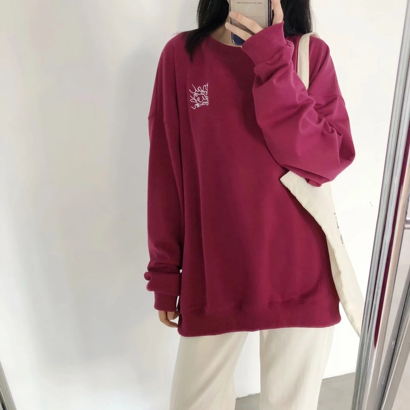 Áo Nỉ Dáng Rộng Thời Trang Xuân Thu Hàn Quốc Mới 2021 Cho Nữ