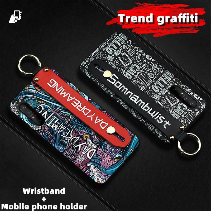 Ốp Điện Thoại Họa Tiết Graffiti Gắn Dây Đeo Cổ Tay Làm Vòng Đỡ Phối Dây Treo Cho Sony Xperia1 Ii