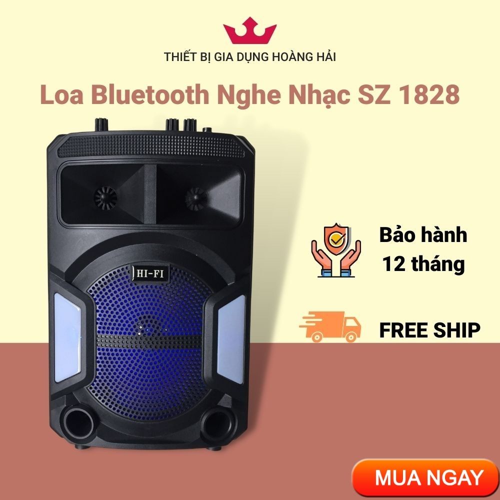 Loa Bluetooth Nghe Nhạc SZ1828 Cao Cấp Công Suất Lớn Hát Karaoke Kết Nối USB Thẻ Nhớ Tặng kèm Micro