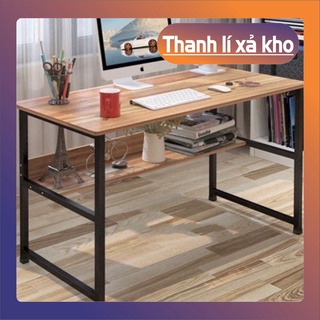 Bàn làm việc kèm kệ lửng, bàn học chân sắt sơn tĩnh điện mặt bàn gỗ MDF cao cấp dễ dàng tháo lắp duongkieuanh671399