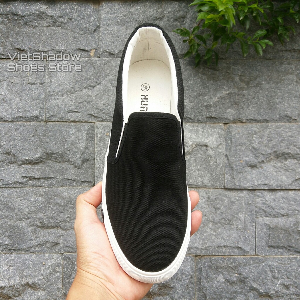 Slip on nam nữ - Giày lười vải "little star" - Vải thô 3 màu đen, trắng và xanh navy - Mã A511