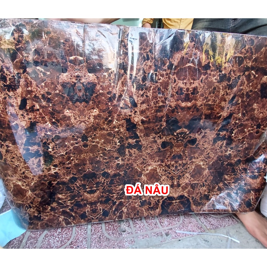 Decal tráng nhôm dán bếp ĐÁ HOA CƯƠNG NÂU ĐEN khổ 60cm có keo sẵn