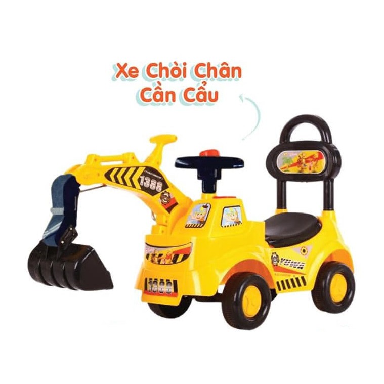 Xe cần cẩu chòi chân cho bé có nhạc, có cốp xe