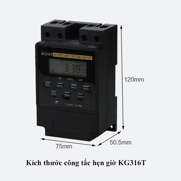 Công tắc hẹn giờ tự động KG316T/25A/220V MÀU ĐEN - timer hẹn giờ bật tắt thiết bị điện