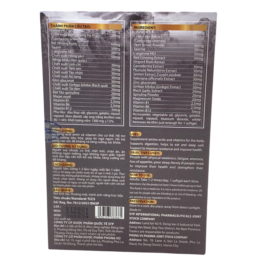 Đông Trùng Hồng Sâm Premium Từ Nhân Sâm Hàn Quốc - Tăng Cường Sức Lực, Bồi Bổ Cơ Thể - Hộp 30 viên