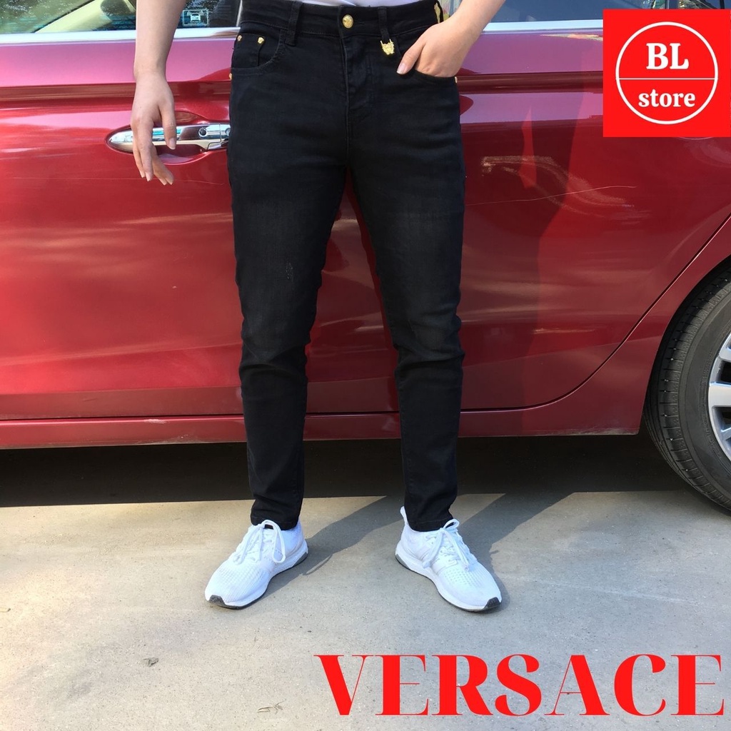 Quần jean nam đen trơn cao cấp chi tiết mạ vàng, quần bò nam đẹp co giãn sang trọng cho học sinh, đi làm công sở | BigBuy360 - bigbuy360.vn