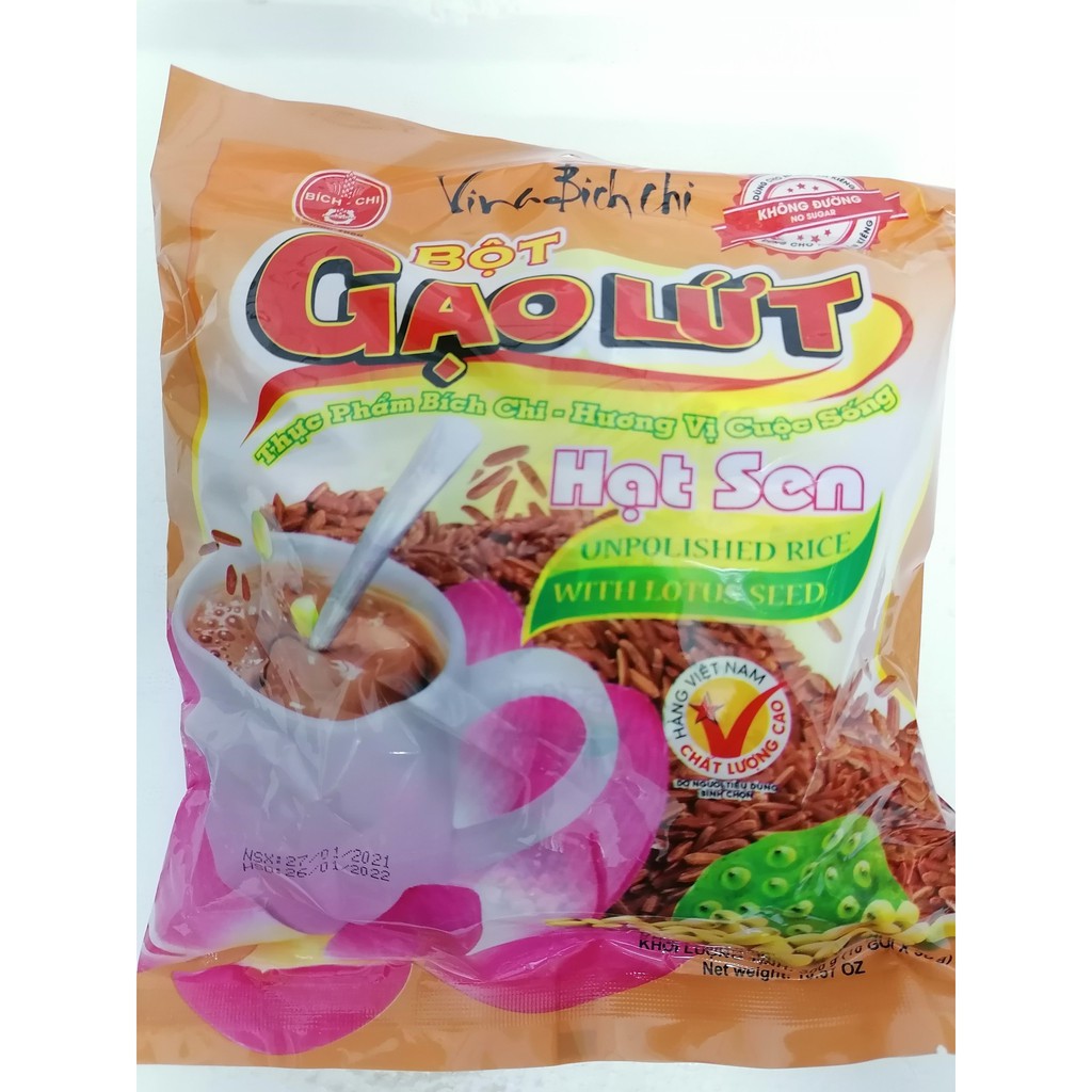 BỘT GẠO LỨT HẠT SEN [VN] BÍCH CHI (No Sugar) Unpolished Rice Powder & Lotus Seed