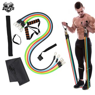 Dây ngũ sắc tập gym, Bộ 5 dây tập thể dục full body tại nhà, dụng cụ tập gym đa năng ngoài trời