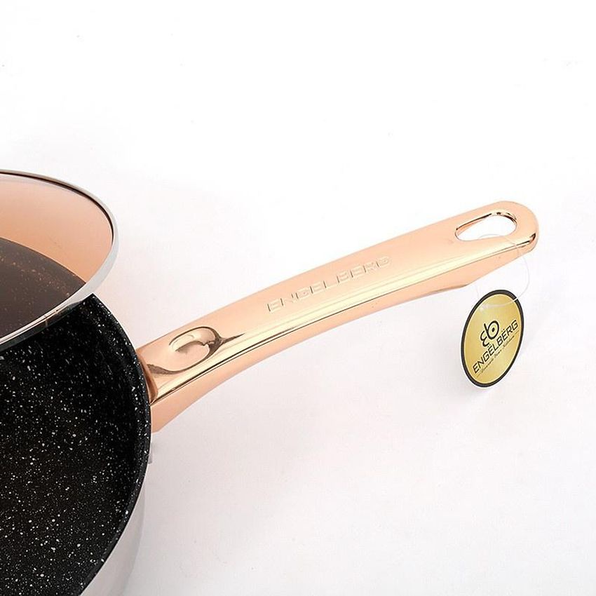 Bộ nồi Đức ENGELBERG 6 món 12 chi tiết đáy inox dày dặn dùng cho mọi loại bếp mạ vàng kèm nắp kính cao cấp Angola