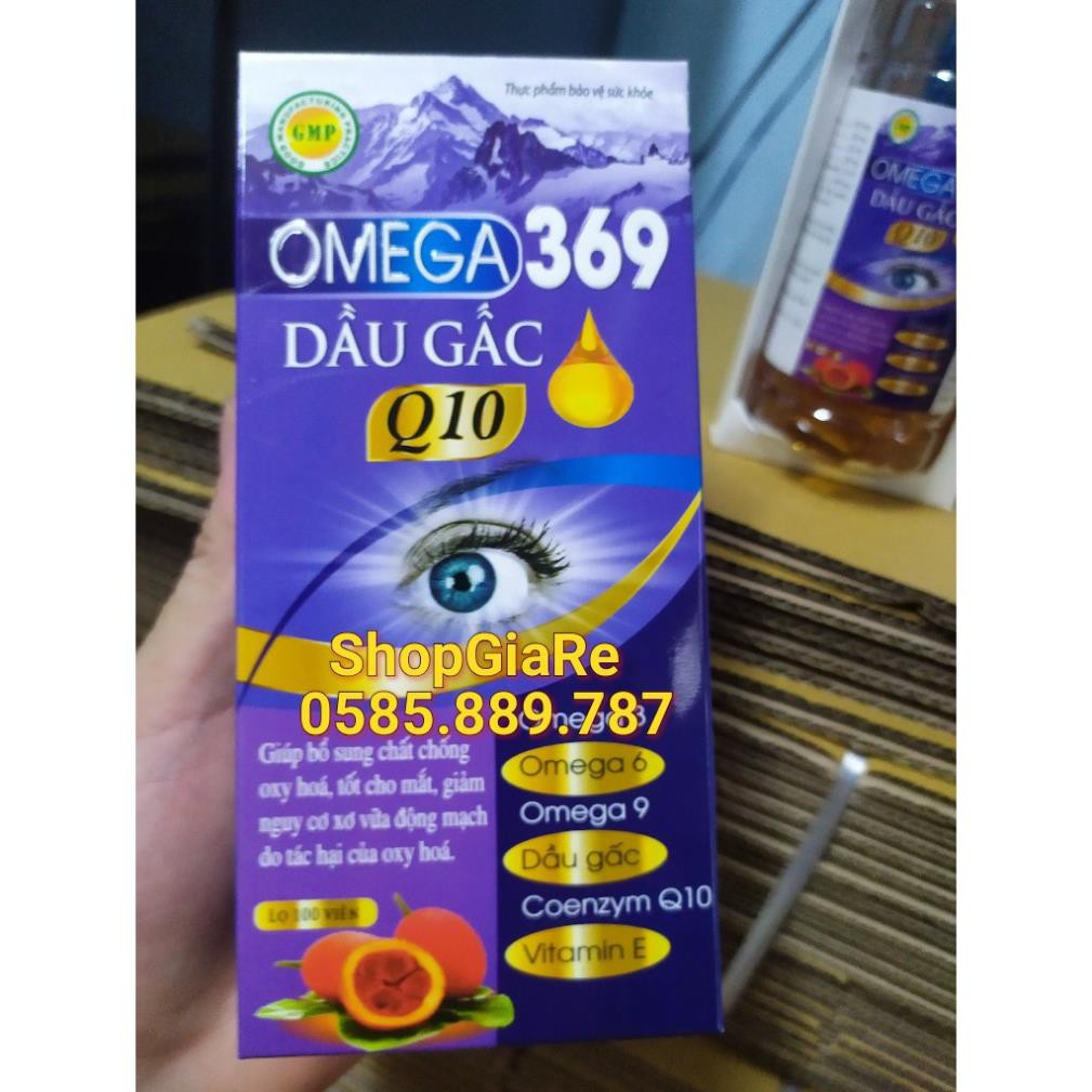 Omega 369 dầu gấc Q10 chứa dầu cá, dầu gấc, bổ sung vitamin làm đẹp da, chống lão hóa, giảm nhức mắt,mỏi mắt, tốt tim mạ