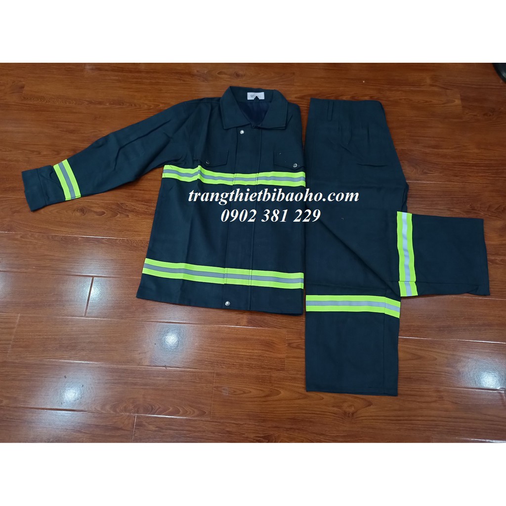 Quần áo phòng cháy chữa cháy màu xanh TT56 - hình thật