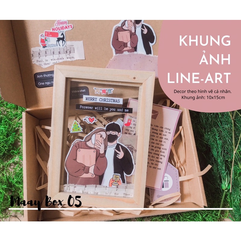 ✲❒┇Quà tặng bạn trai, gái, sinh nhật, kỷ niệm - Khung ảnh trang trí hai mặt kính theo hình vẽ line-art cá nhân