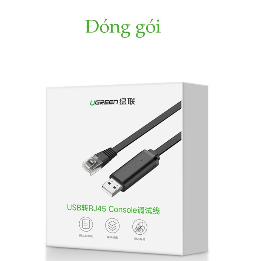 Dây cáp USB 2.0 sang RJ45 FTDI UGREEN CM204 | Chuẩn 8 pin | Chipset FTDI FT-232 cao cấp |  Bảo Hành 18 Tháng 1 Đổi 1.