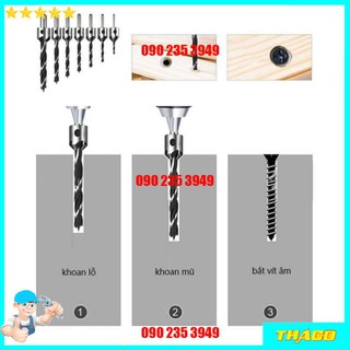 Bộ 7 mũi khoan âm vít gỗ có thể điều chỉnh ❤️freeship❤️ mũi khoan doa lỗ vít 2 tầng qe131
