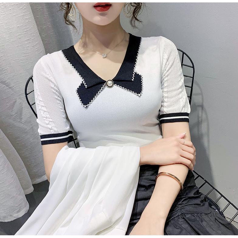 Áo Mongtoghi Cổ Nơ Tay Ngắn Viền Tay Phong Cách Hàn Quốc | Smide Clothing