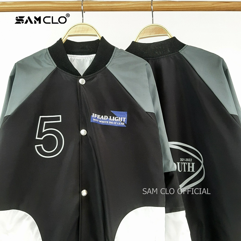 Áo khoác dù bomber 2 lớp nam nữ SAM CLO phong cách bóng chày form rộng unisex mặc cặp - couple in chữ INFEAT SỐ 5