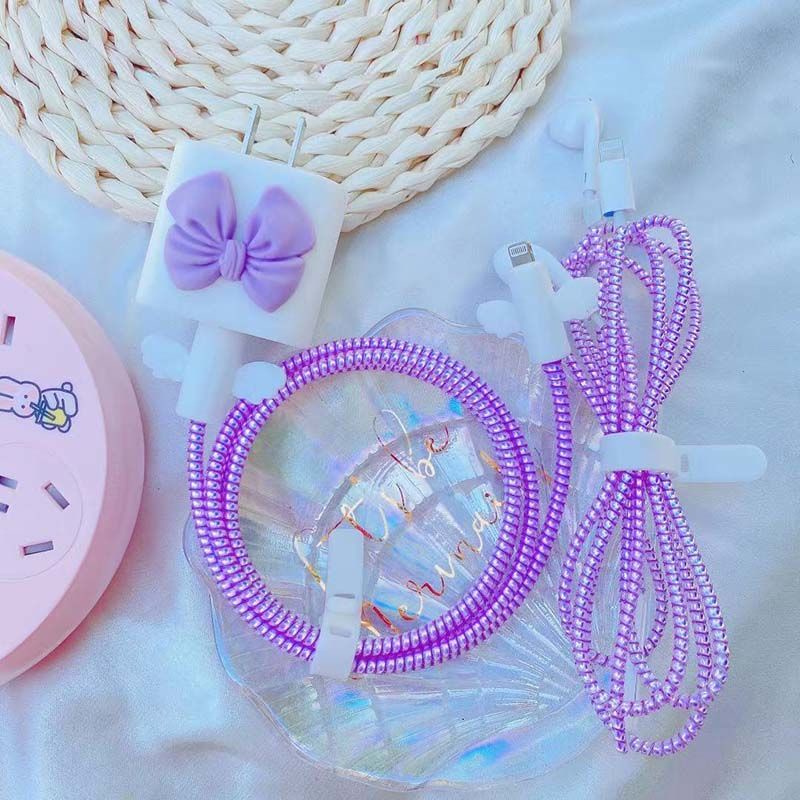 Phụ Kiện Bảo Vệ Dây Cáp Sạc soft silicone bow style chargering cover compatible for