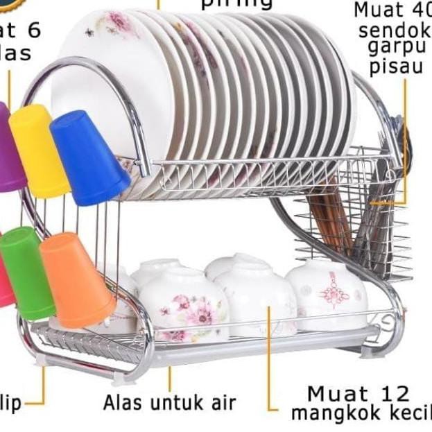 Giá Để Đĩa 2 Tầng Bằng Thép Không Gỉ Tiện Dụng | BigBuy360 - bigbuy360.vn