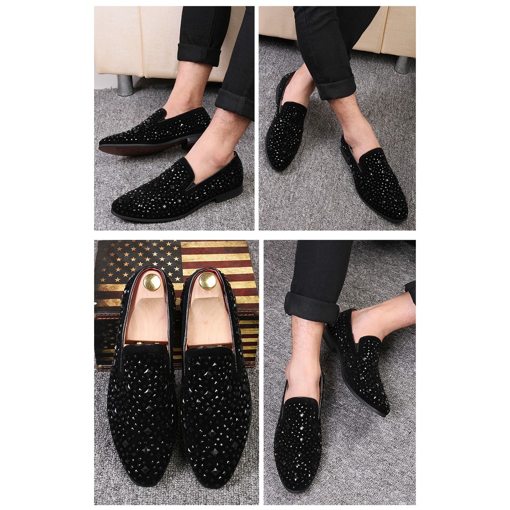 Giày Lười Đính Đá Sang Trọng Cho Nam