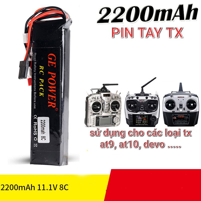 Pin tx 3s2200 8C, thích hợp cho tay devo, at9,10... máy bay rc