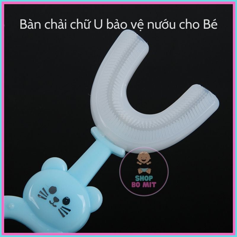 Bàn chải răng trẻ em + Kem đánh đánh răng cho bé 360 độ siêu mềm 2-6-12 tuổi chữ u silicon SHOPBOMIT BCCU2+KDR01