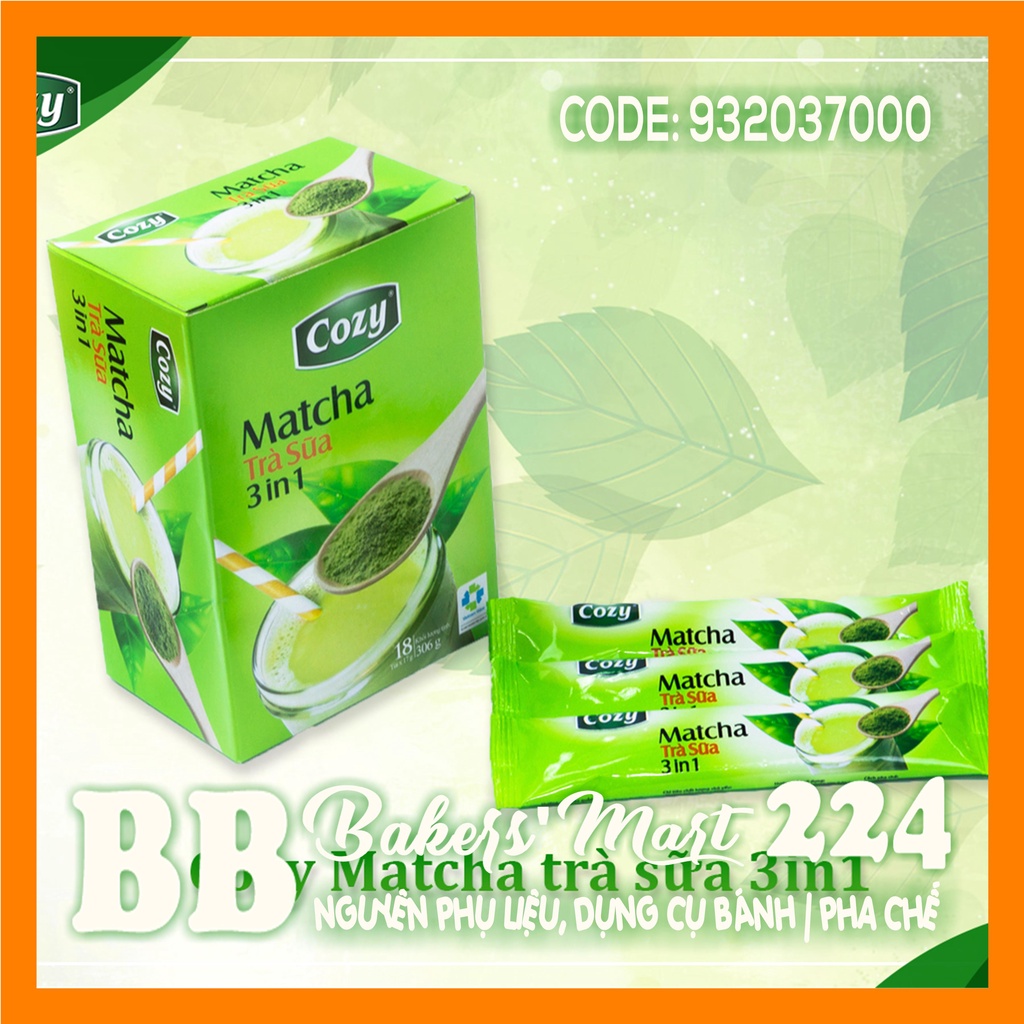 Trà sữa MATCHA COZY 3 in 1 - Hộp 306gr (18 gói x 17gr) | KHÔNG KÈM LY