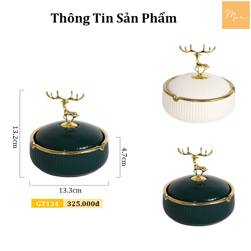 Gạt tàn sứ cao cấp - kèm nắp đậy - GT134