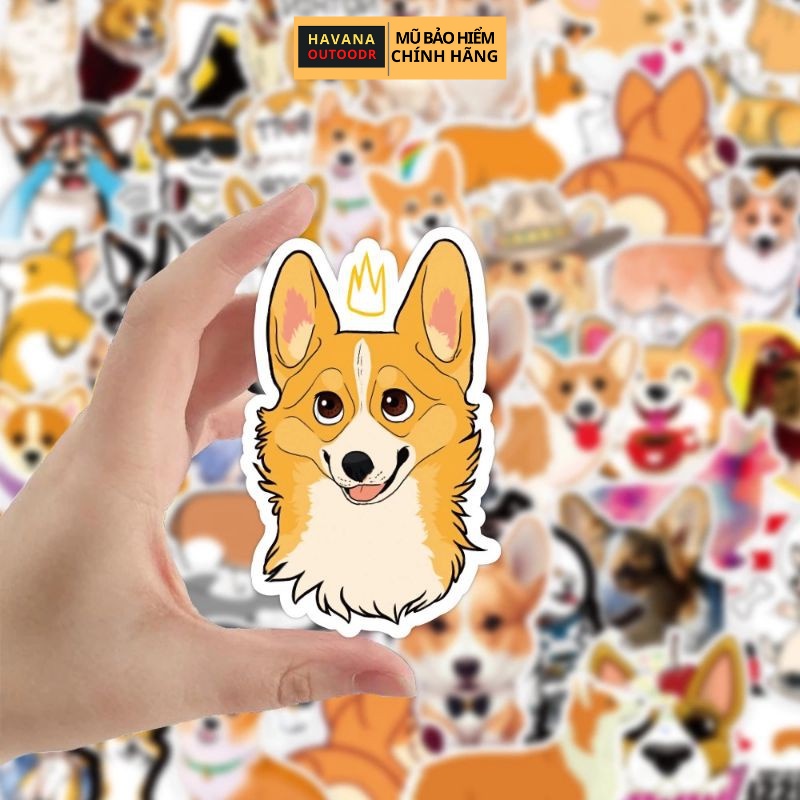 Hình Dán Chống Nước Sticker Chó Corgi Vàng Siêu Cute Gắn Mũ Bảo Hiểmm , Vali , Laptop , Ván Trượt .. Havana Store