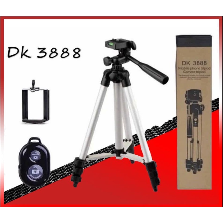 Tripod DK-3888 Ba Chân, Tặng Remote Kết Nối Bluetooth - Dùng Cho Máy Ảnh Và ĐT - Tripod Hợp Kim Nhôm - Bảo Hành 6 Tháng