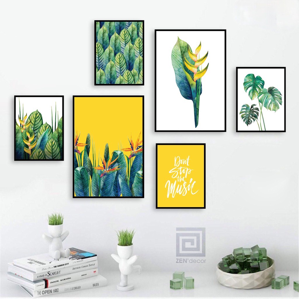 B37 Bộ Tranh Treo Tường 6 Tấm thuyền biển/ Hoa Lá/ Décor trang trí quán ăn/Trà Tranh/ Phòng học Phòng khách Nhà Nghỉ