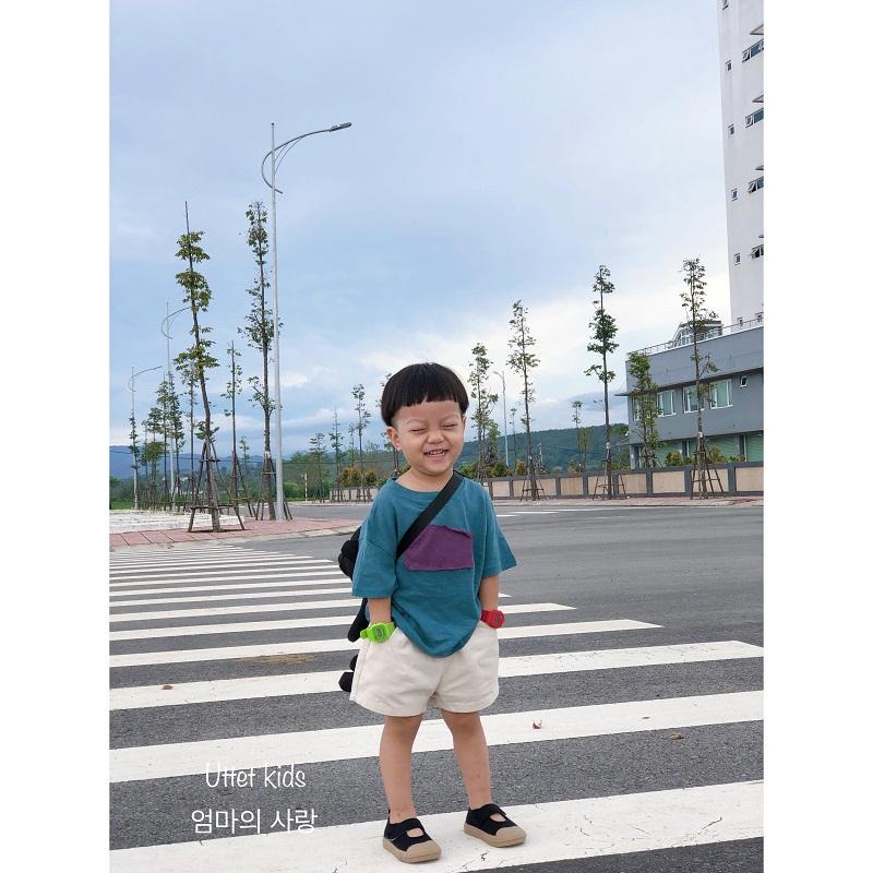 ÁO THUN PHONG CÁCH HÀN QUỐC CHO BÉ GÁI VÀ BÉ TRAI ĐẮP CHỮ NHẬT FORM CHUẨN