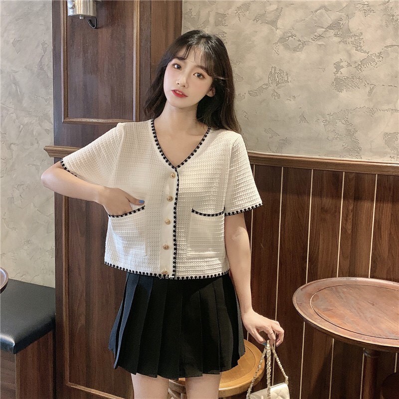 Áo cardigan dệt kim tay lỡ dáng croptop cổ tim ulzzang Hàn Quốc C60 - MaoMao