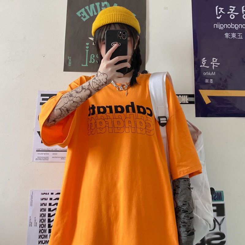 Áo thun cotton tay lỡ unisex nam nữ caharatt