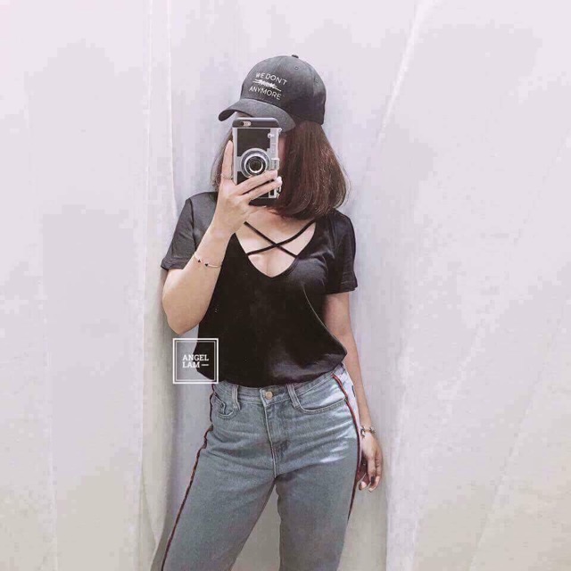 Áo Body Tay Ngắn Chéo X - AN13