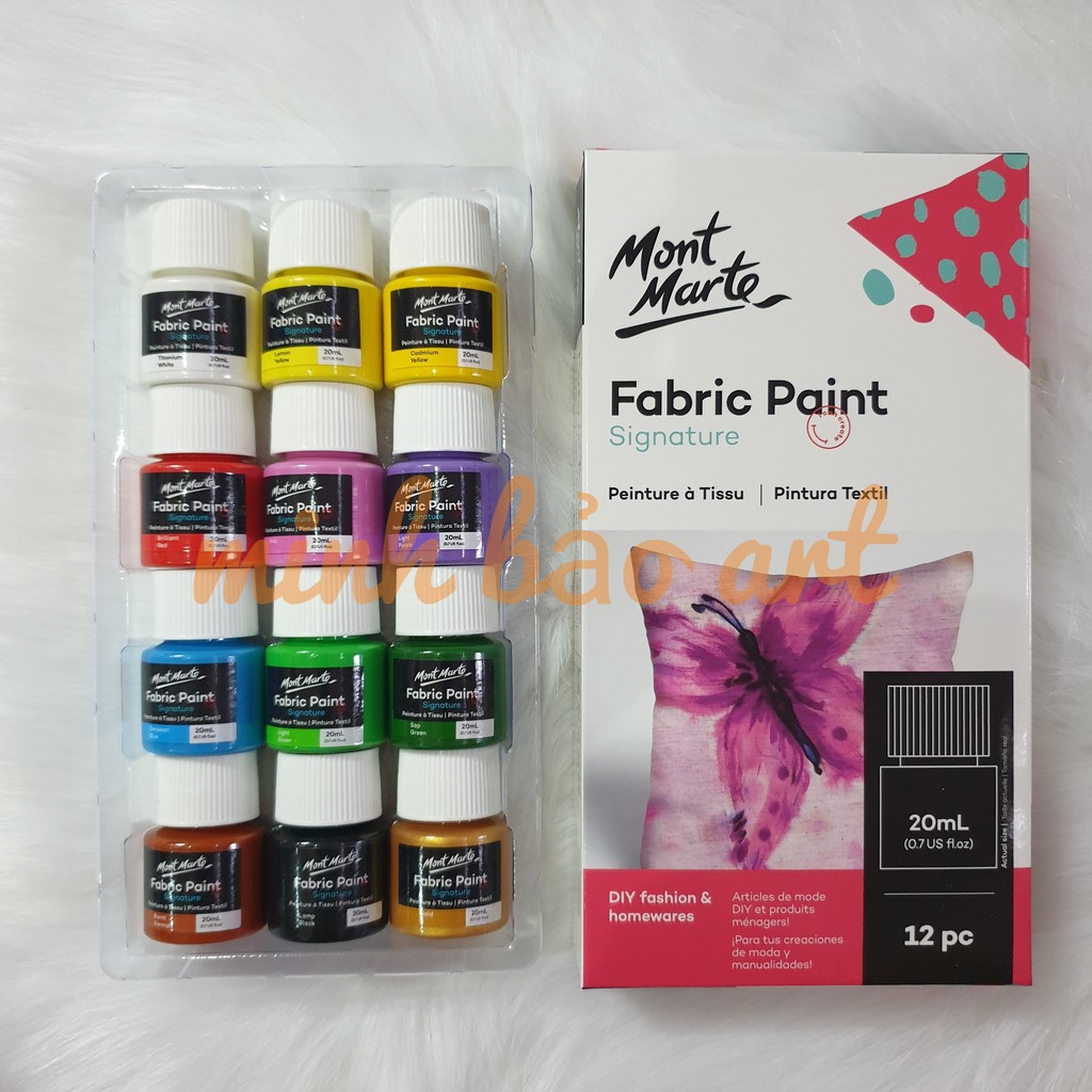 MÀU VẼ VẢI MONT MARTE BỘ 8/12/20/24/36 MÀU X 20 ML (FABRIC PAINT)