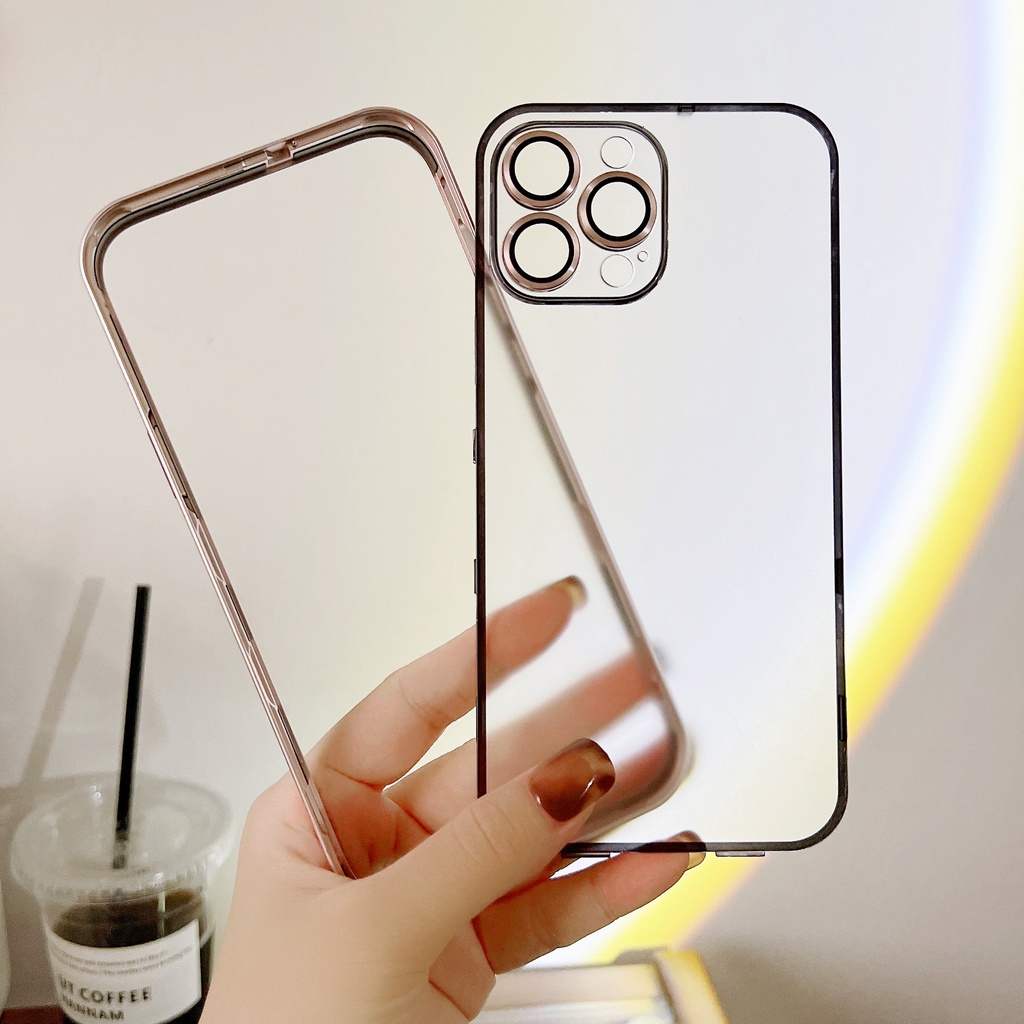 Ốp Điện Thoại PC Trong Suốt Khung Hợp Kim Nhôm Sang Trọng Chống Sốc Cho iPhone 13 Pro Max 13Pro