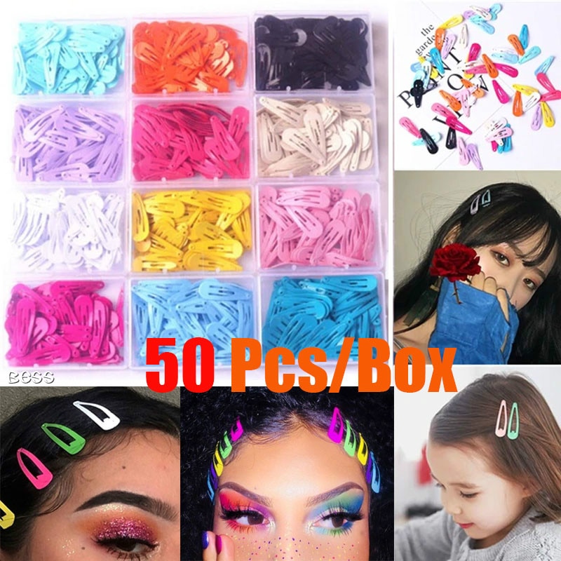 Set 50 Kẹp Tóc Mini 3cm Màu Sắc Ngọt Ngào Dễ Thương Cho Bé Gái