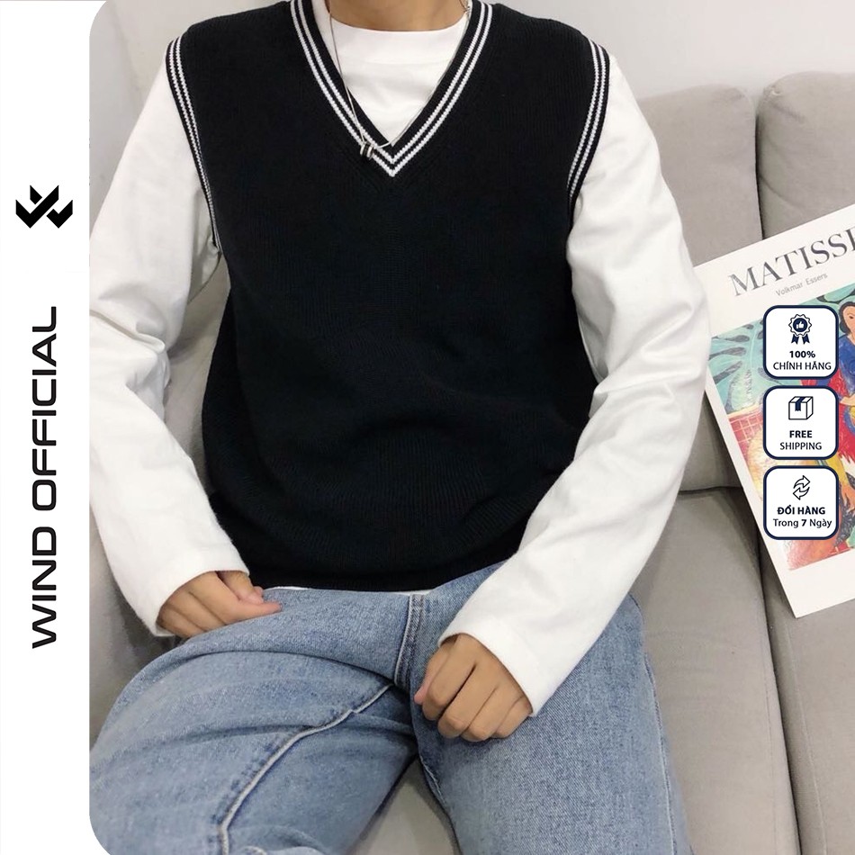 Áo gile unisex Wind form rộng Basic len nam nữ oversize phong cách kiểu ulzzang | BigBuy360 - bigbuy360.vn