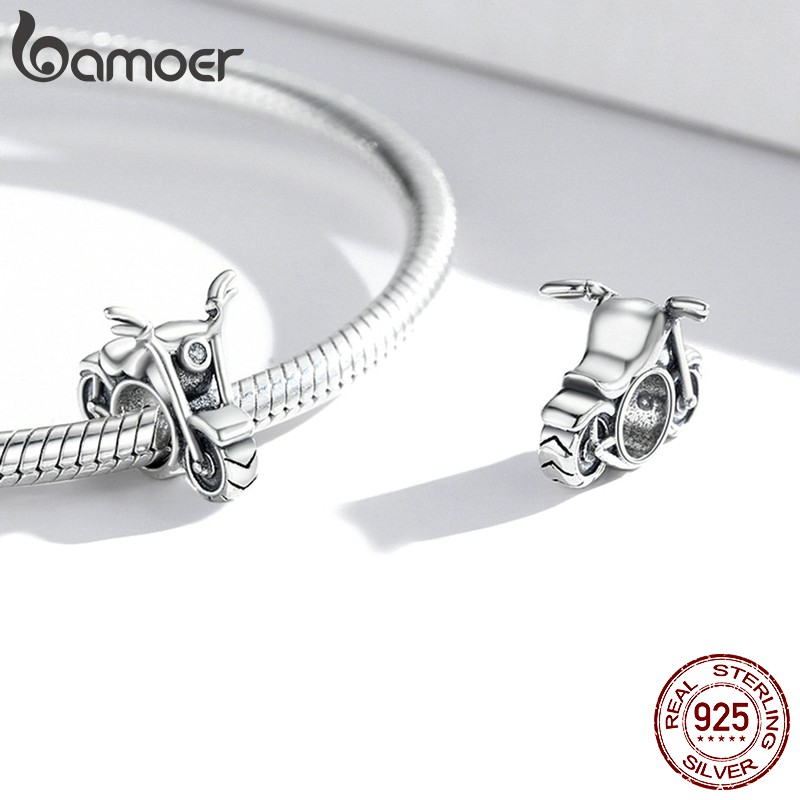 Mặt phụ kiện Bamoer Bsc533 bạc 925 hình xe moto làm vòng tay diy/quà tặng