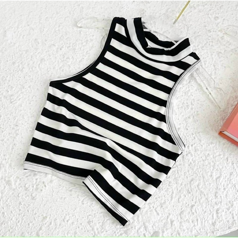 ÁO BA LỖ KẺ CỔ 3 PHÂN DÁNG NGẮN MS80167