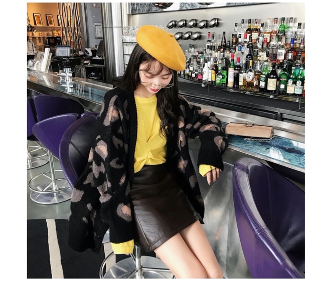 [Sẵn đen] Áo khoác len da báo ullzang | BigBuy360 - bigbuy360.vn