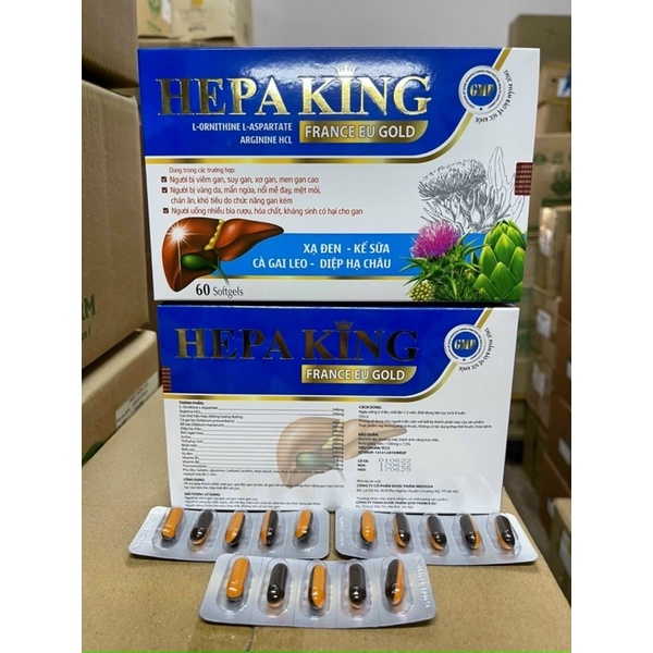 Viên uống bổ gan Cà gai leo xạ đen HEPA KING FRANCE EU GOLD ,Giúp bổ gan,tăng cường chức năng gan - Hộp 60 viên