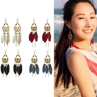 Bông tai lông vũ - Phụ kiện Boho