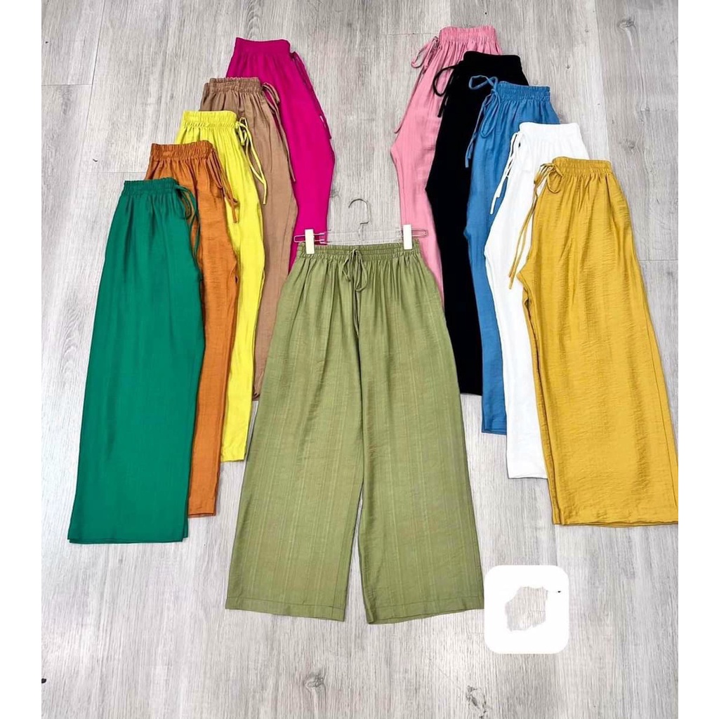 Quần ống rộng đũi lụa nhiều màu cạp chun co giãn dáng suông siêu đẹp thời trang Banamo Fashion sớ đũi nhiều  màu 925