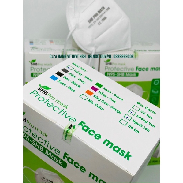 Hộp 20 Cái Khẩu Trang 3D N95 khẩu trang Kháng Khuẩn 5 lớp Chính Hãng SHB Pro Mask Loại Không Van SHBCARE FACE MASK N95