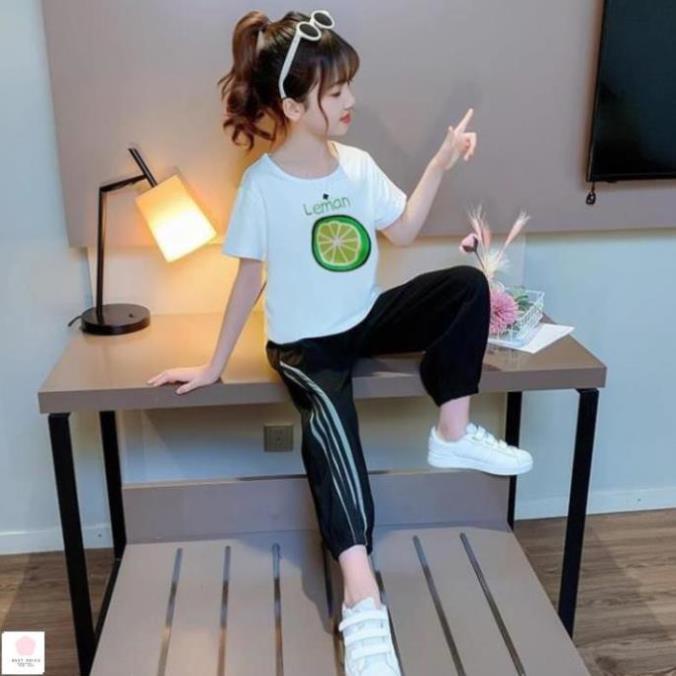 Đồ bộ size đại bé gái 10 tuổi (3 - 12 tuổi)☑️ Set Áo Thun Ngắn Tay Cổ Tròn + Quần Short Lưng Cao Thời Trang Nữ