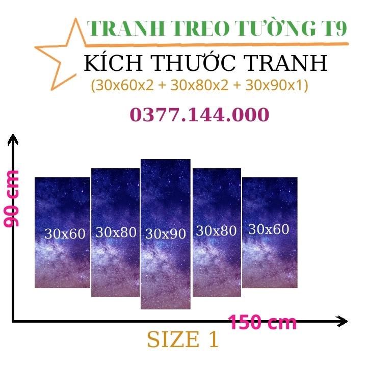 Bộ 5 Tấm Tranh treo tường Hoa Mẫu Đơn Phong Thủy mệnh Hỏa trang trí nhà cửa phòng khách ngủ bếp cầu thang 510 0073
