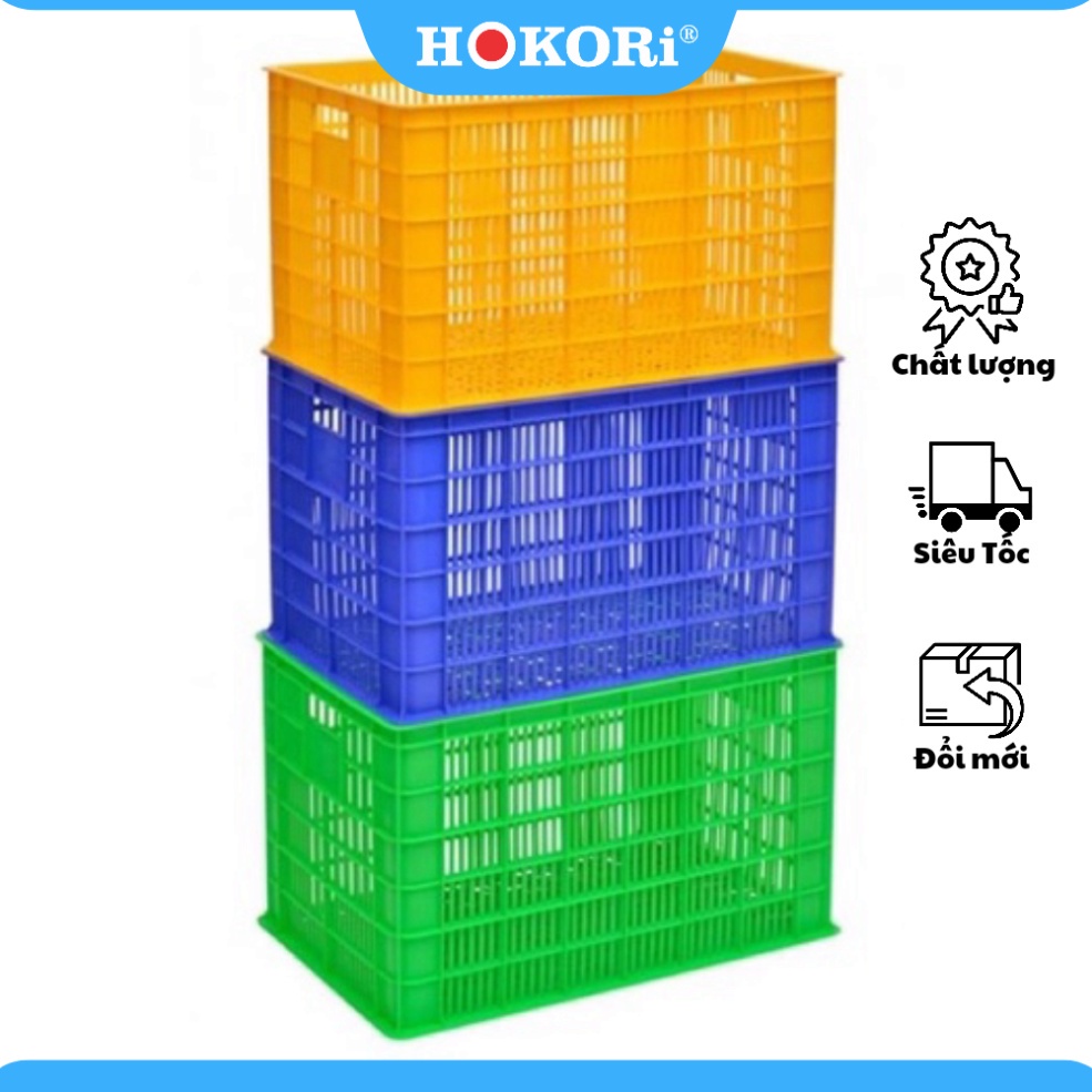 Sóng nhựa hở rỗng chữ nhật đủ mã nhiều size nhựa cao cấp Việt Nhật, Sọt nhựa chở hàng, rổ nhựa công nhiệp cho Shipper