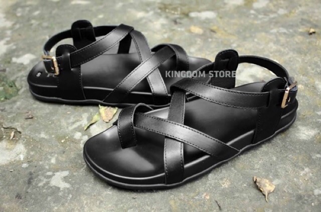 Dép sandal nam quai da đế cao su (free ship)