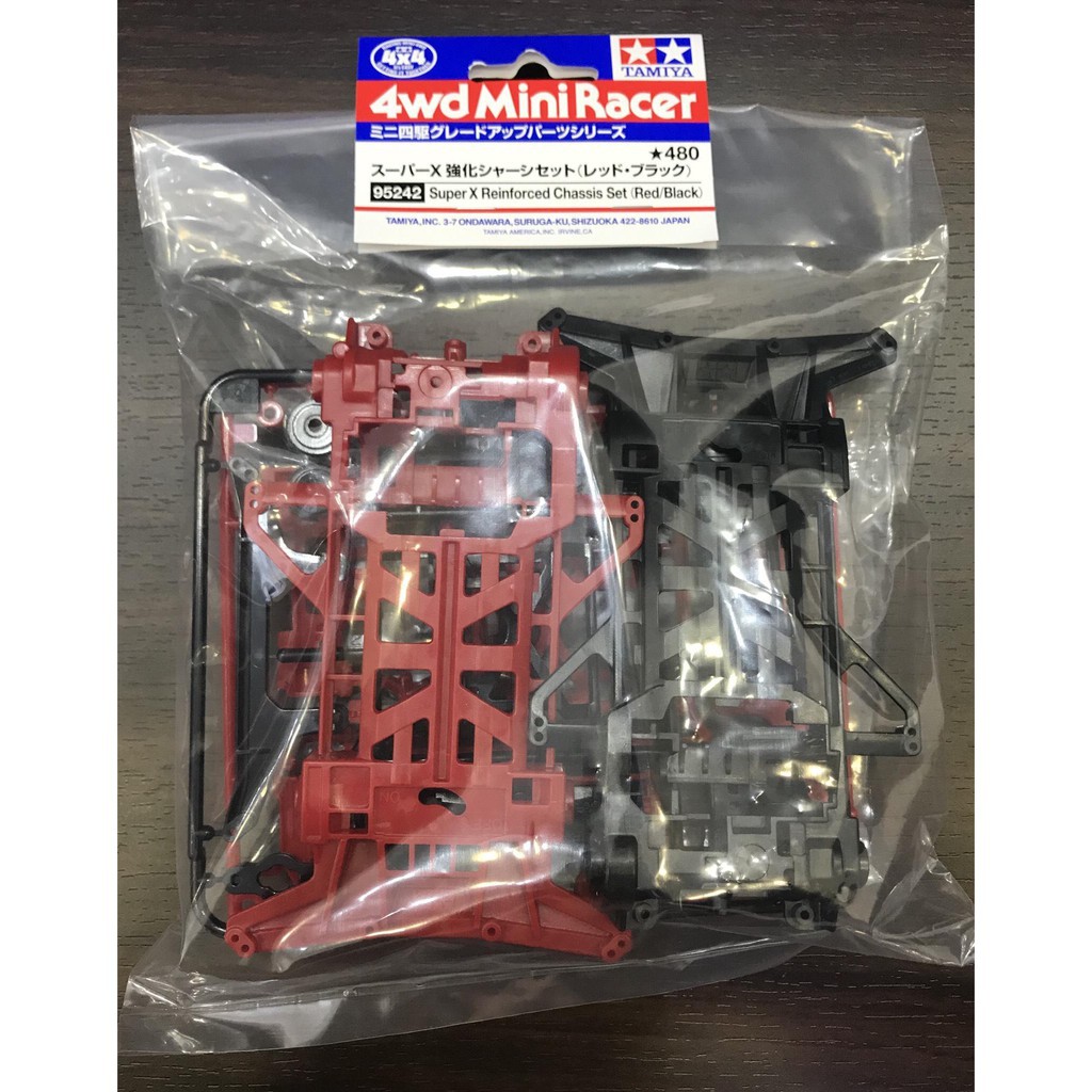 95242 Phụ Kiện Mini 4WD SUPER X REINFORCED CHASSIS SET (RED/BLACK)  - GDC